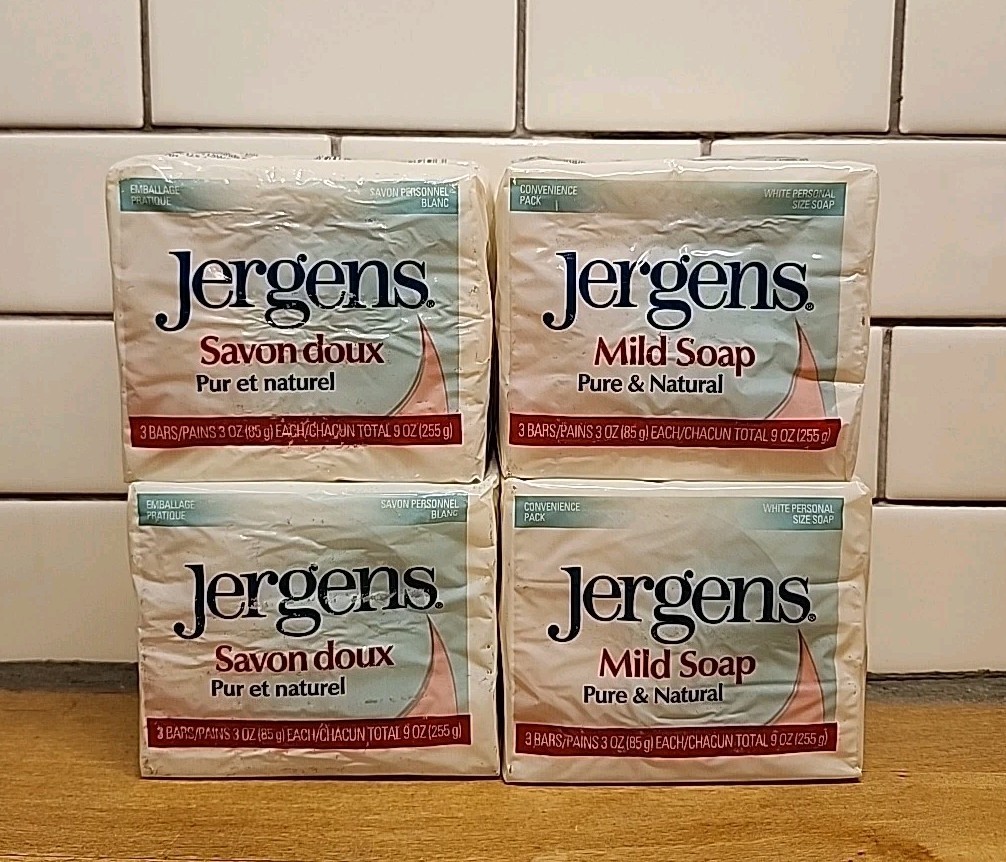 4 Jergens Mild Soap, Cleans & Freshens, 3 Bars- 3oz Each (9oz Total Pack)