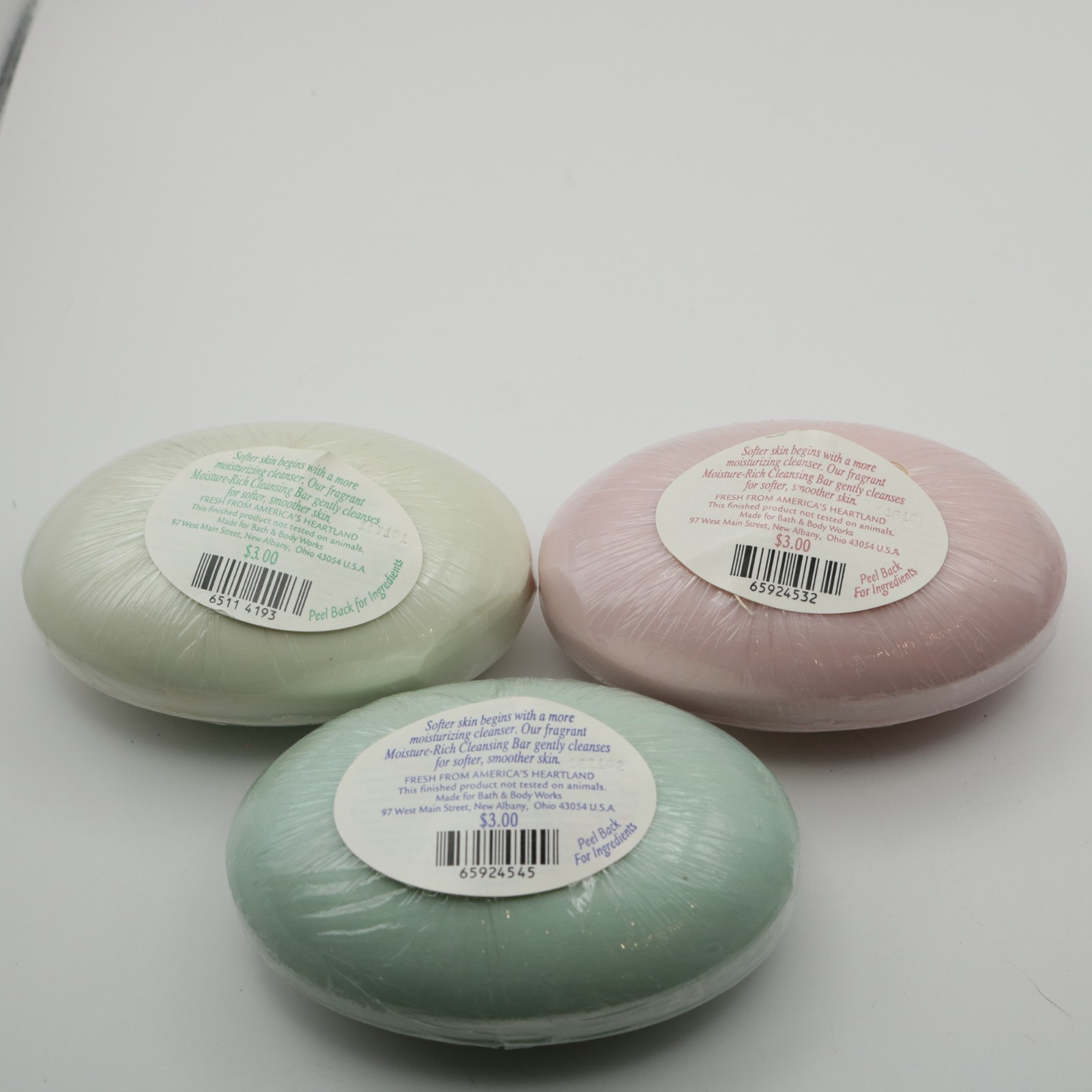 Bath & Body Works Plumeria Moisture Rich Bar Soap Juniper Cucumber Lot of 3 NOS