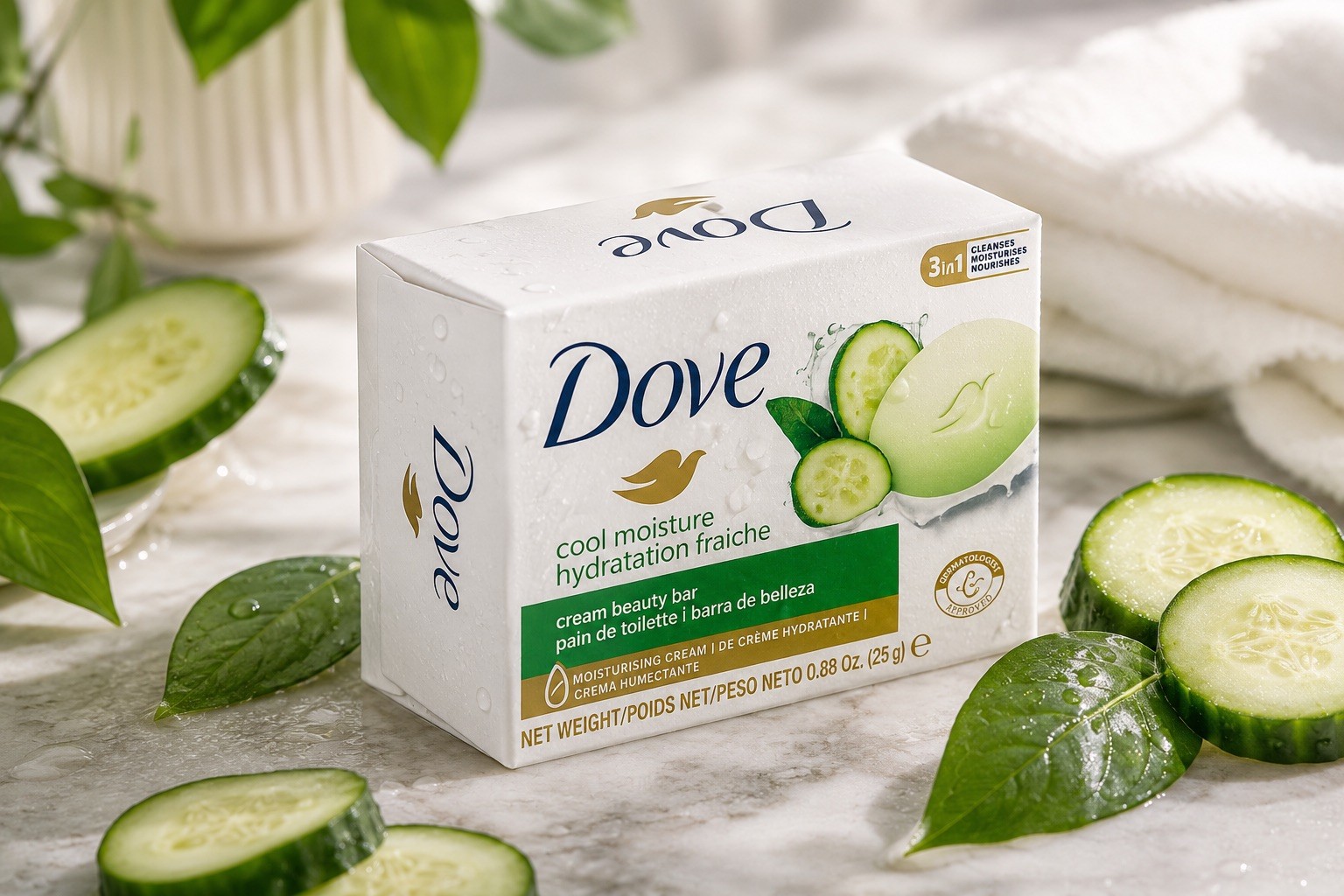 Dove Cool Moisture Size Soap 0.88 oz 24-Pack Bulk for Home & Travel