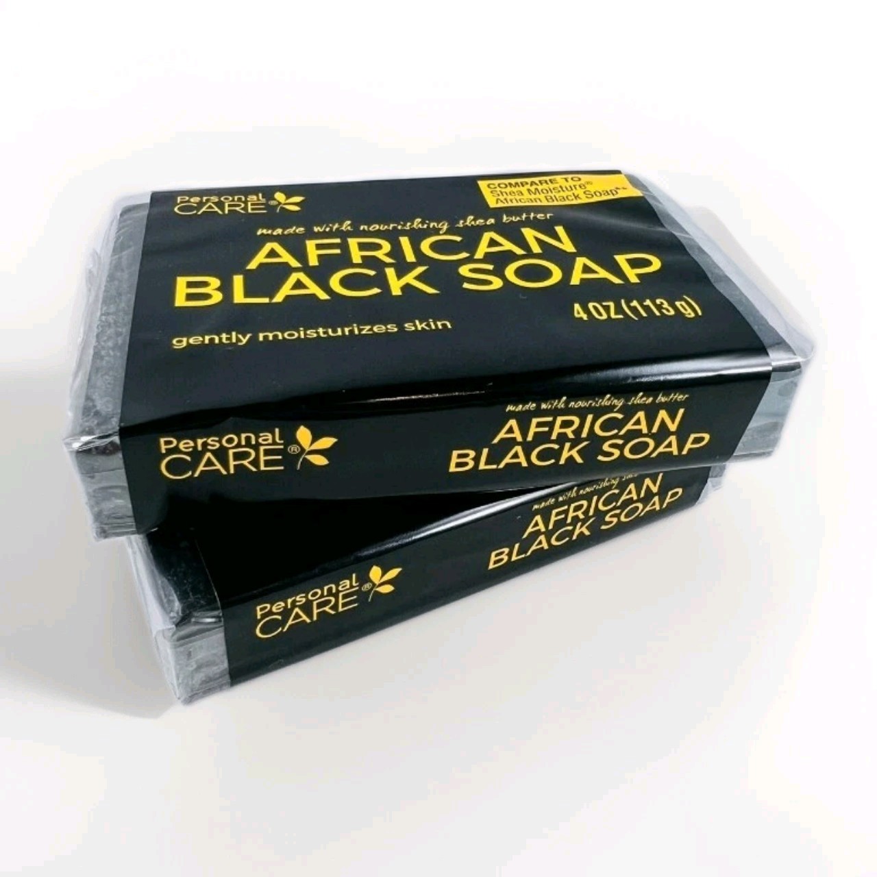 2 Bars African Black Soap by Personal Care with Shea Butter 4 oz Moisturizing