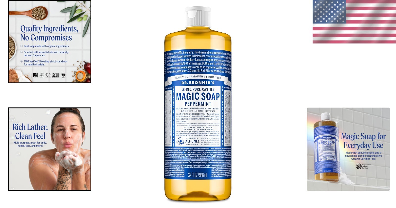 All-Natural 32oz Peppermint Pure-Castile Liquid Soap – & Concentrated