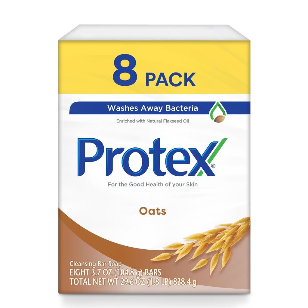 (8 Bars 3.7 oz) PROTEX OATS ANTIBACTERIAL SOAP BAR JABON PROTEX AVENA Family PK