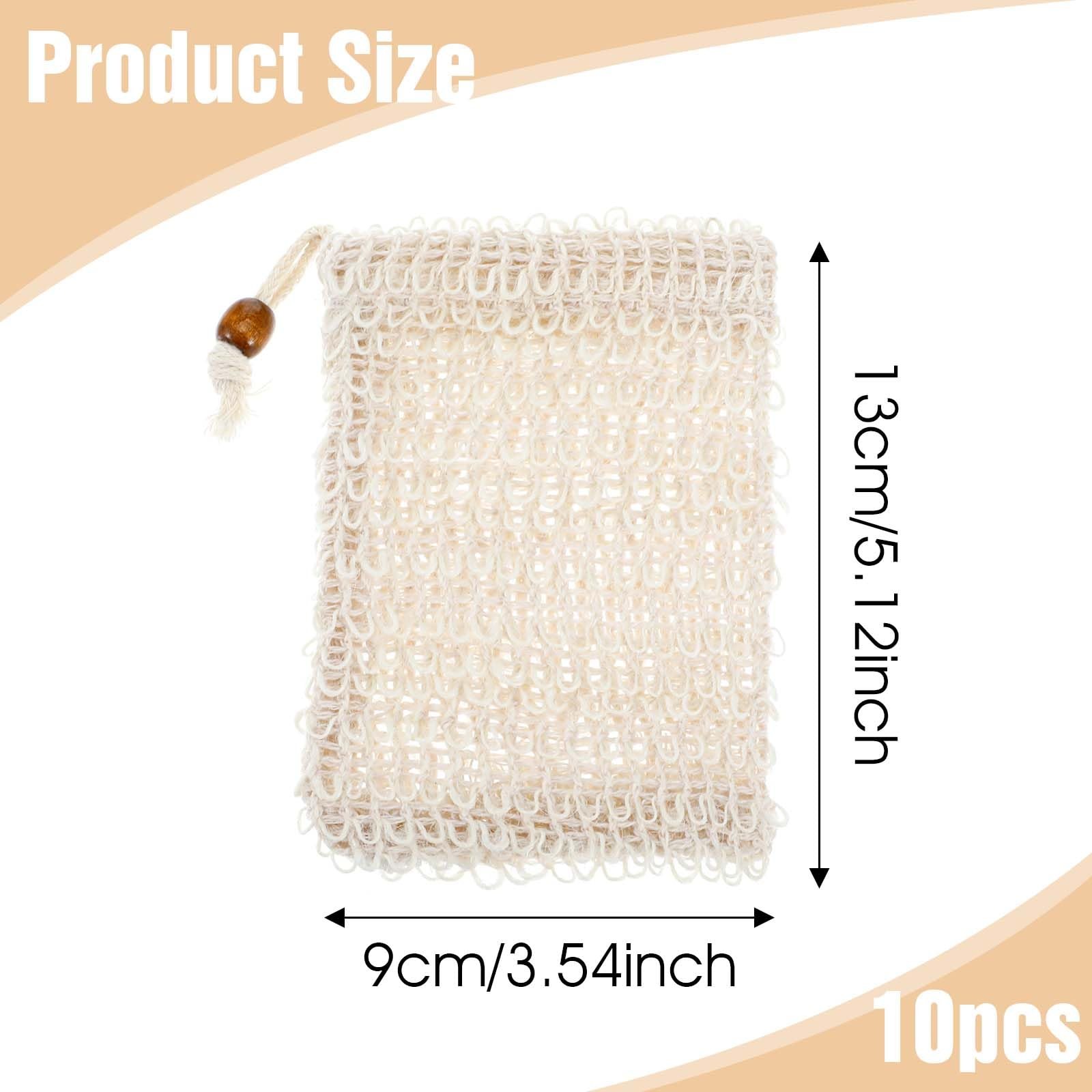 10 Pack Soap Bag, Natural Sisal Soap Saver Bag, Mesh Exfoliating Soap Bag Pou…