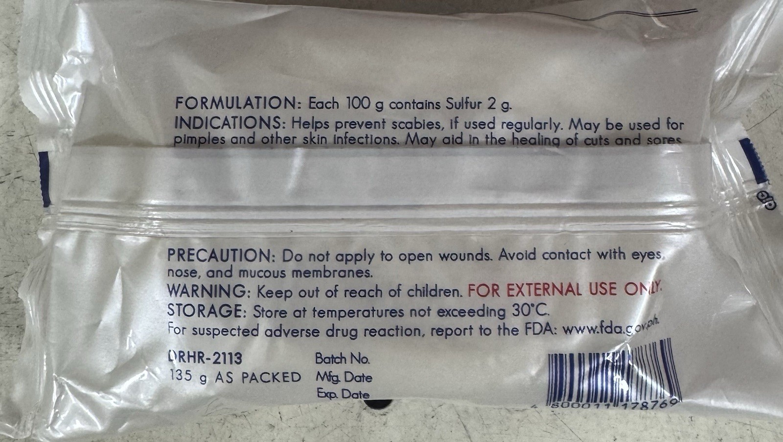 Dr. S. Wong’s Sulfur Soap with moisturizer Antifungal 135g (Lot Of 4)