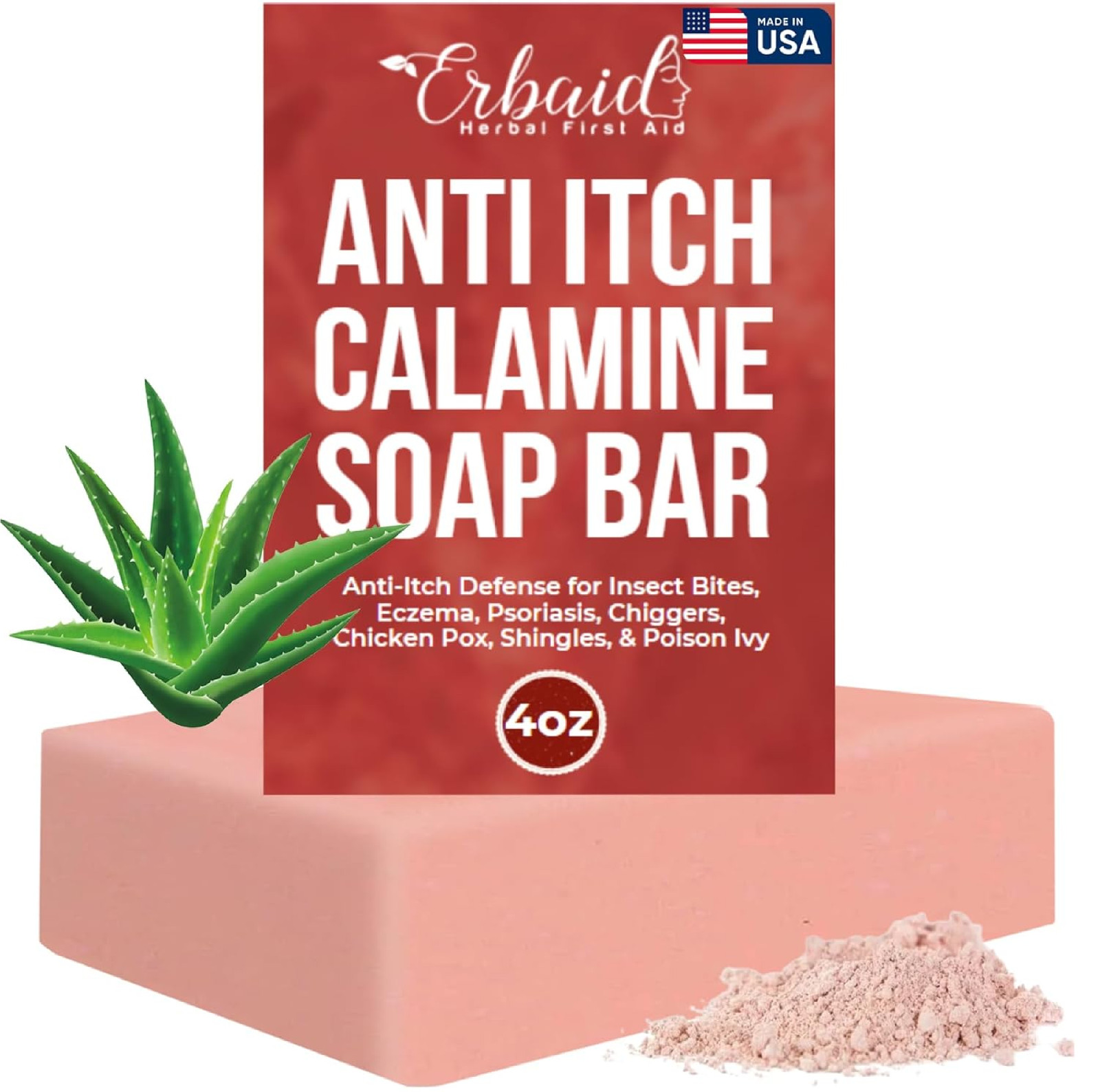 Calamine Soap Bar for Itching – All Natural Instant Itch Relief – Calming Calami