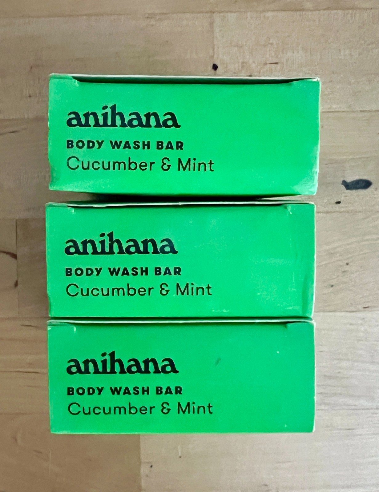 Lot of 3 ANIHANA Body Wash Bars – Cucumber & Mint – 2.8oz/bar Hemp Seed Oil NIB