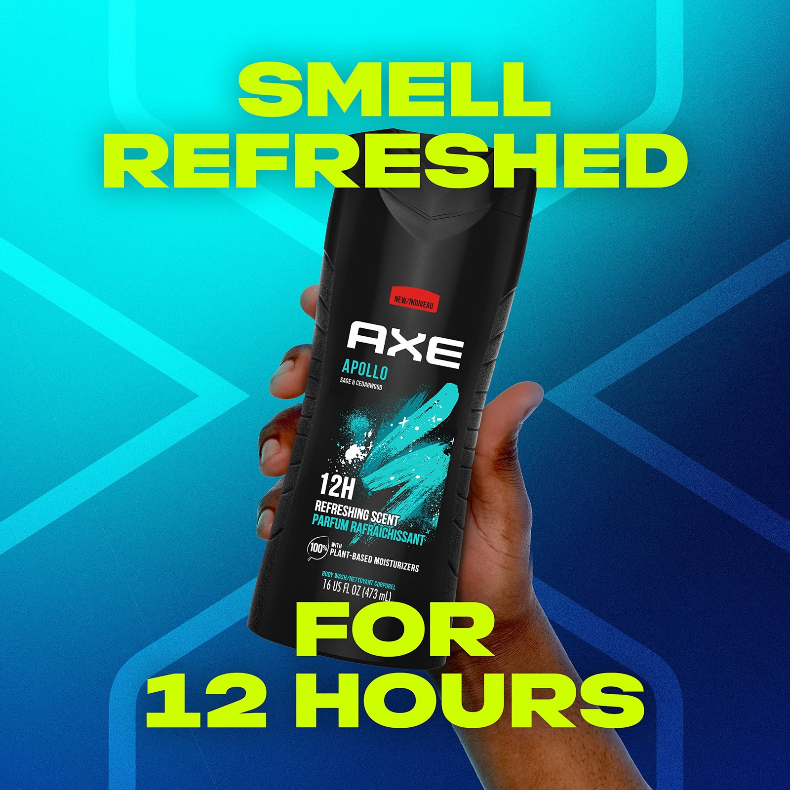 AXE Sage & Cedarwood Body Wash Apollo 4 Count for 16 Fl Oz (Pack of 4), BLACK