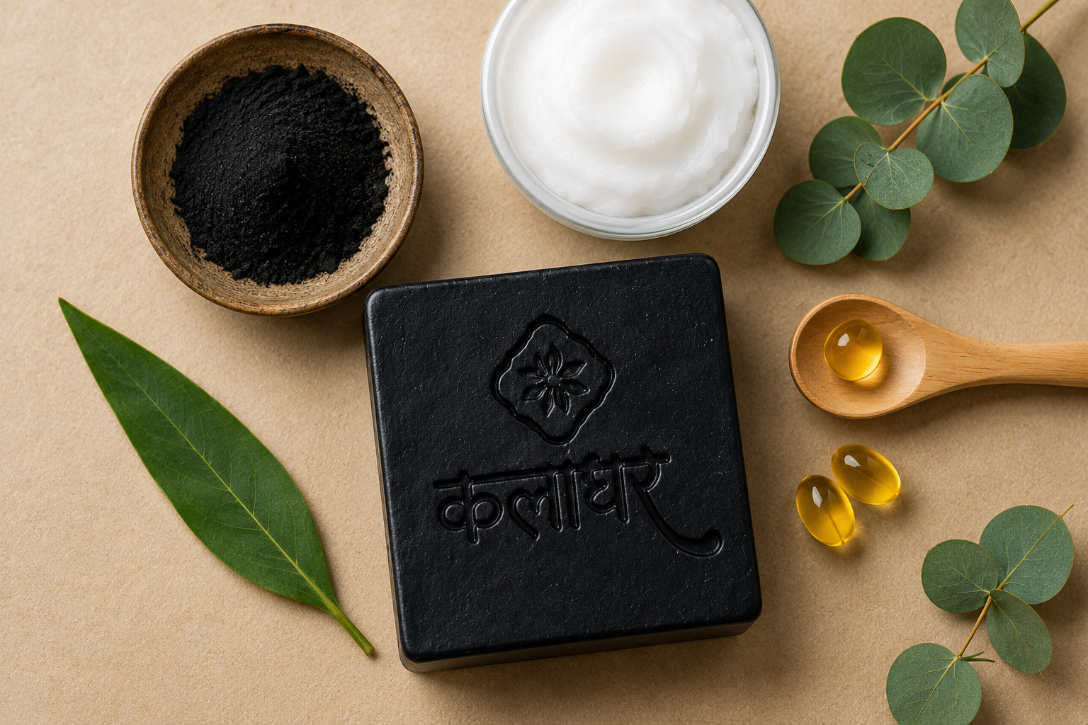 KalaGhar Handmade Activated Charcoal Soap Bar 100g Natural Bath Soap Buy 1 Get 1