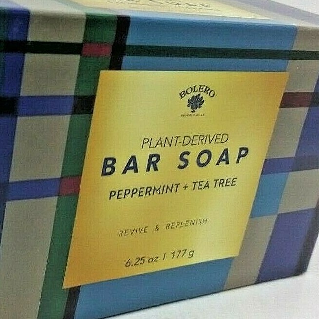 12x Large Bolero Plant Derived PEPPERMINT + TEA TREE Bar Soap Bath 6.25oz Revive