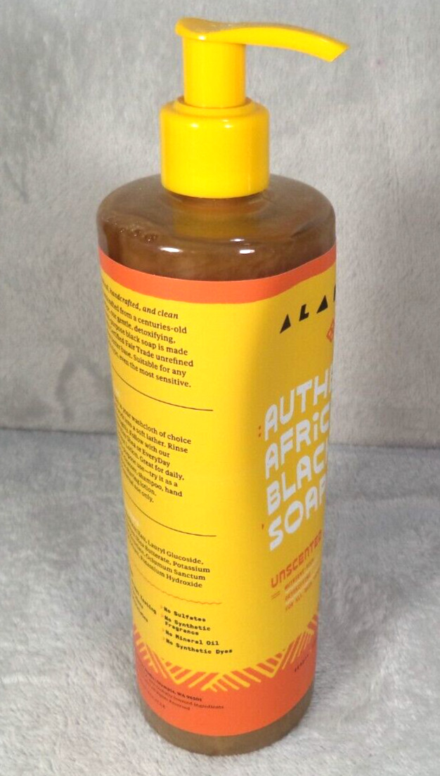 Alaffia Authentic African Black Soap All-In-One Liquid Soap 16 oz Unscented NEW