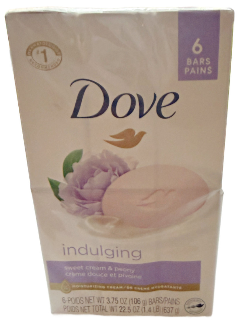 Dove Bar Sweet Cream and Peony Scent Indulging Bar Soap 3.75oz, 6 Count