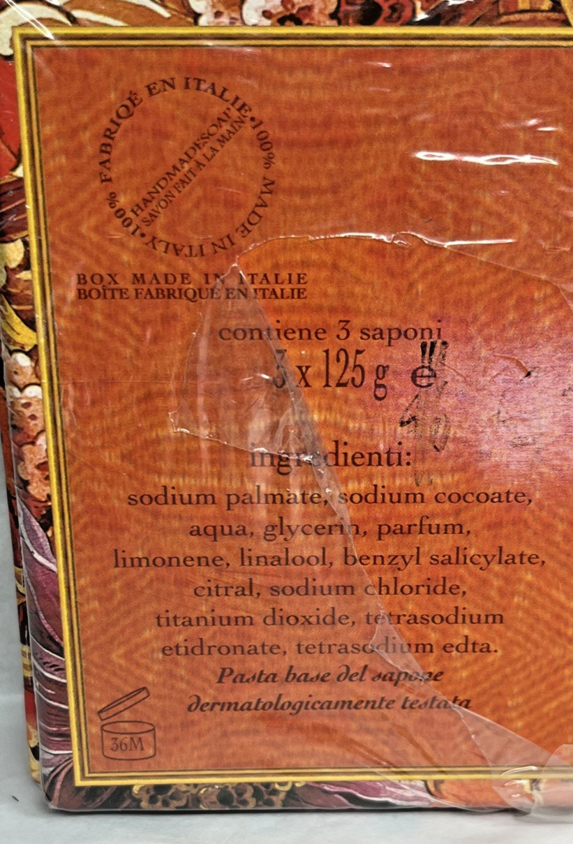 Saponificio Artigianale Fiorentino Orange Blossom Bar Soap From Italy 3 x 4.40oz