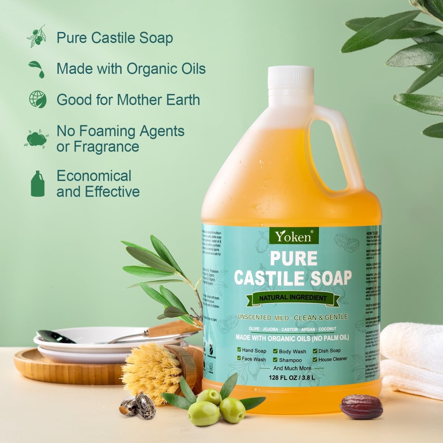 Unscented Castile Soap Liquid – Organic Oil, Clean & Gentle
