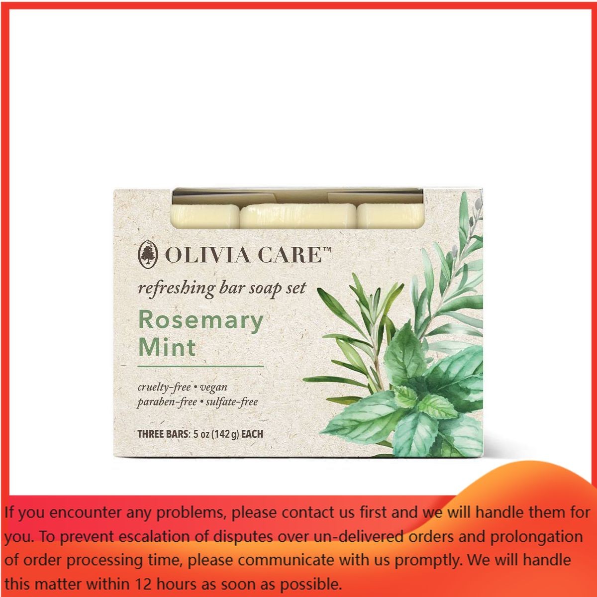 Olivia Care Rosemary Mint Bar Soap Set – 5oz/3ct: Moisturizing, Deep Cleaning,