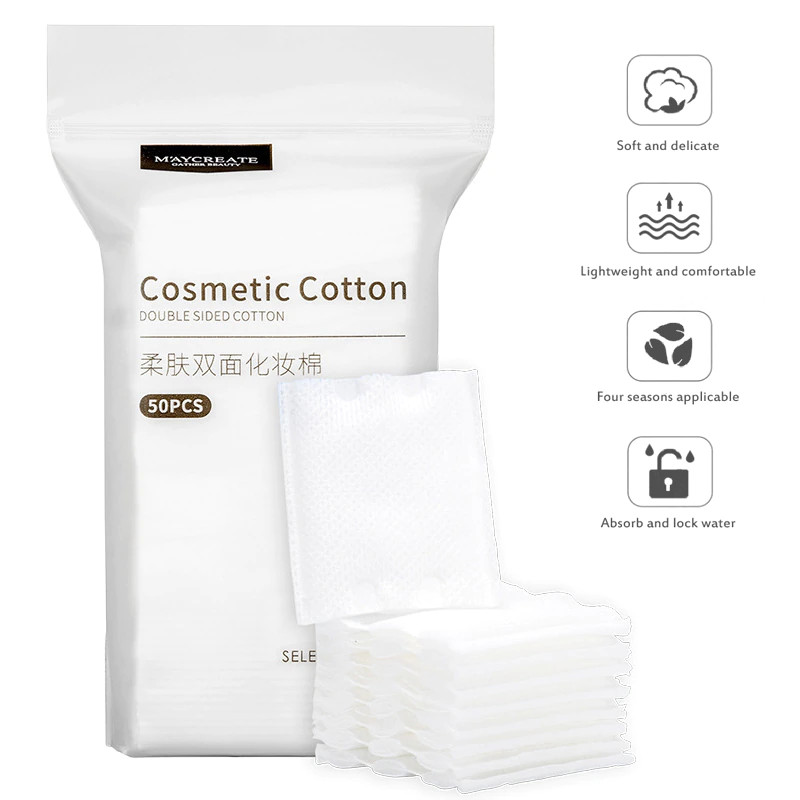 50Pcs/Bag Double-Sided 3 Layer Cotton Pad Disposable Soft Cotton Pad, Make-Up Re
