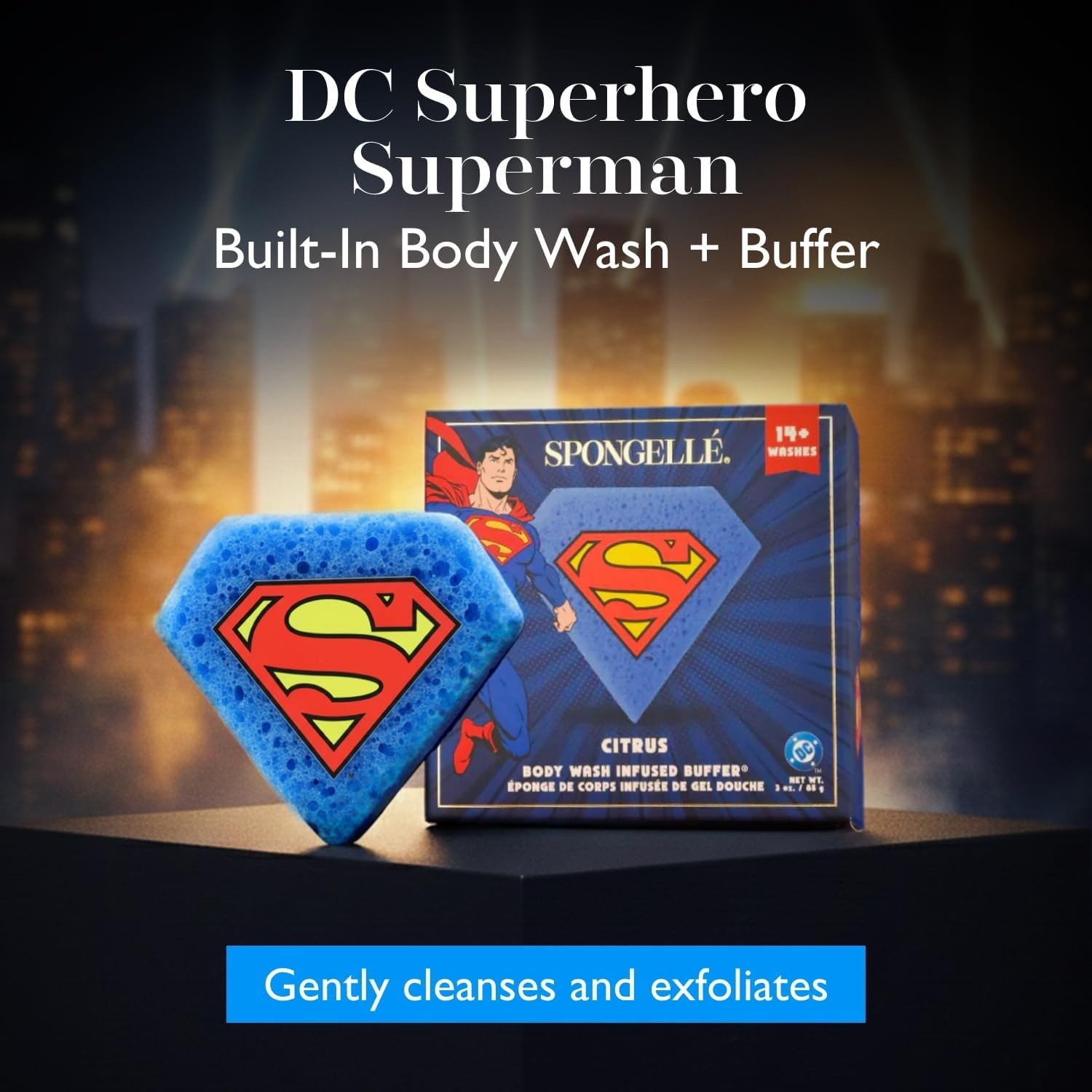 Spongellé Superman Citrus Body Buffer DC Super Hero Collection Body Wash Bar