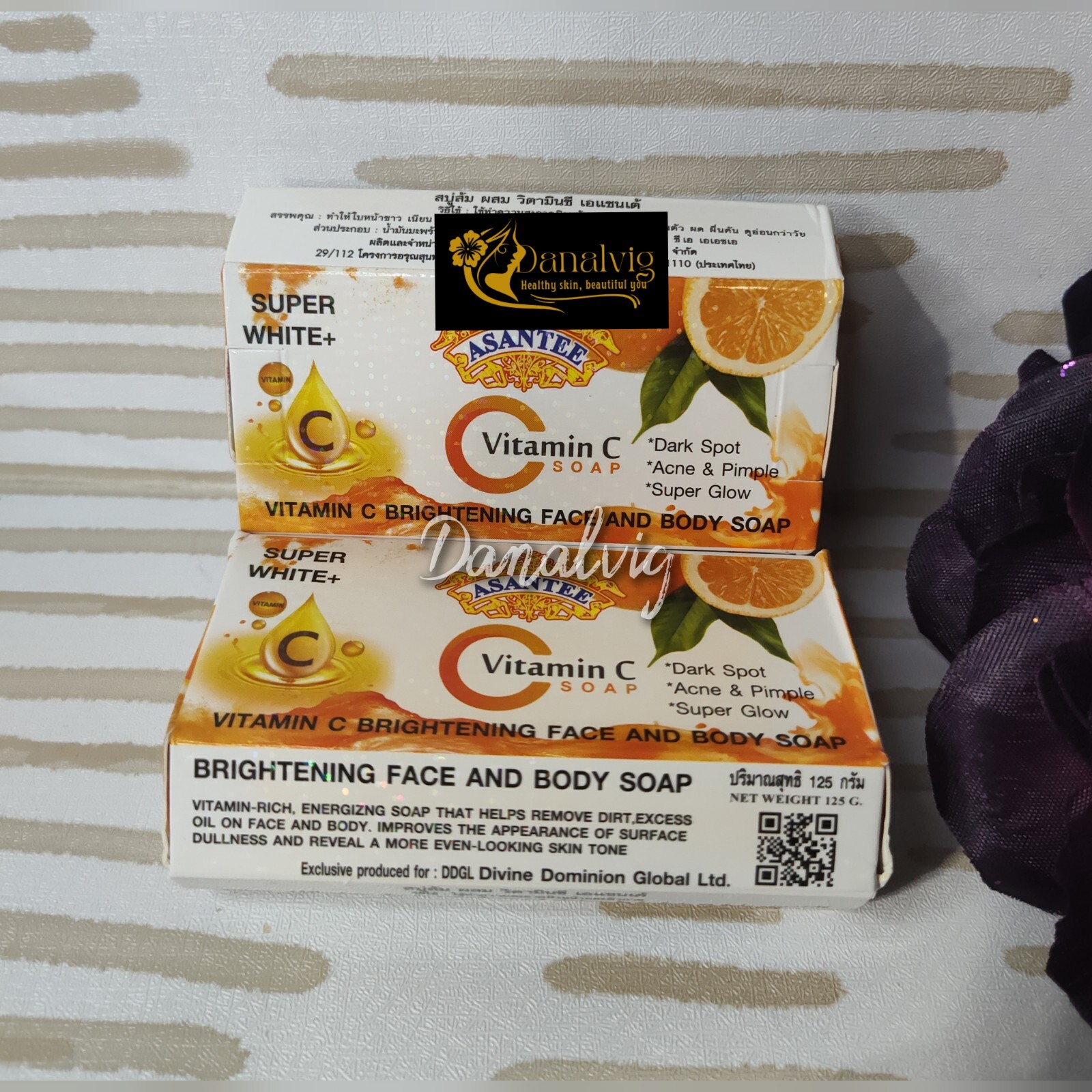 2 Bars x 125g Soap Vitamin C Asantee Face And body Brightening Soap Anti Acne