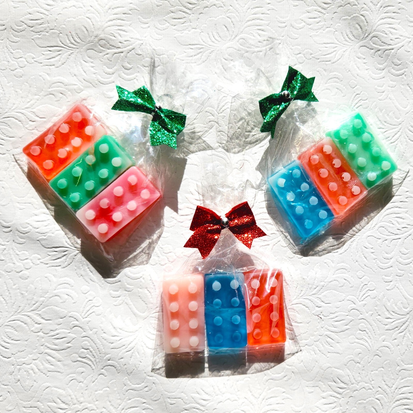 SOAP Bar Building Blocks Brick LEGO set of 3 Multiple Colors Kids Handmade Gift