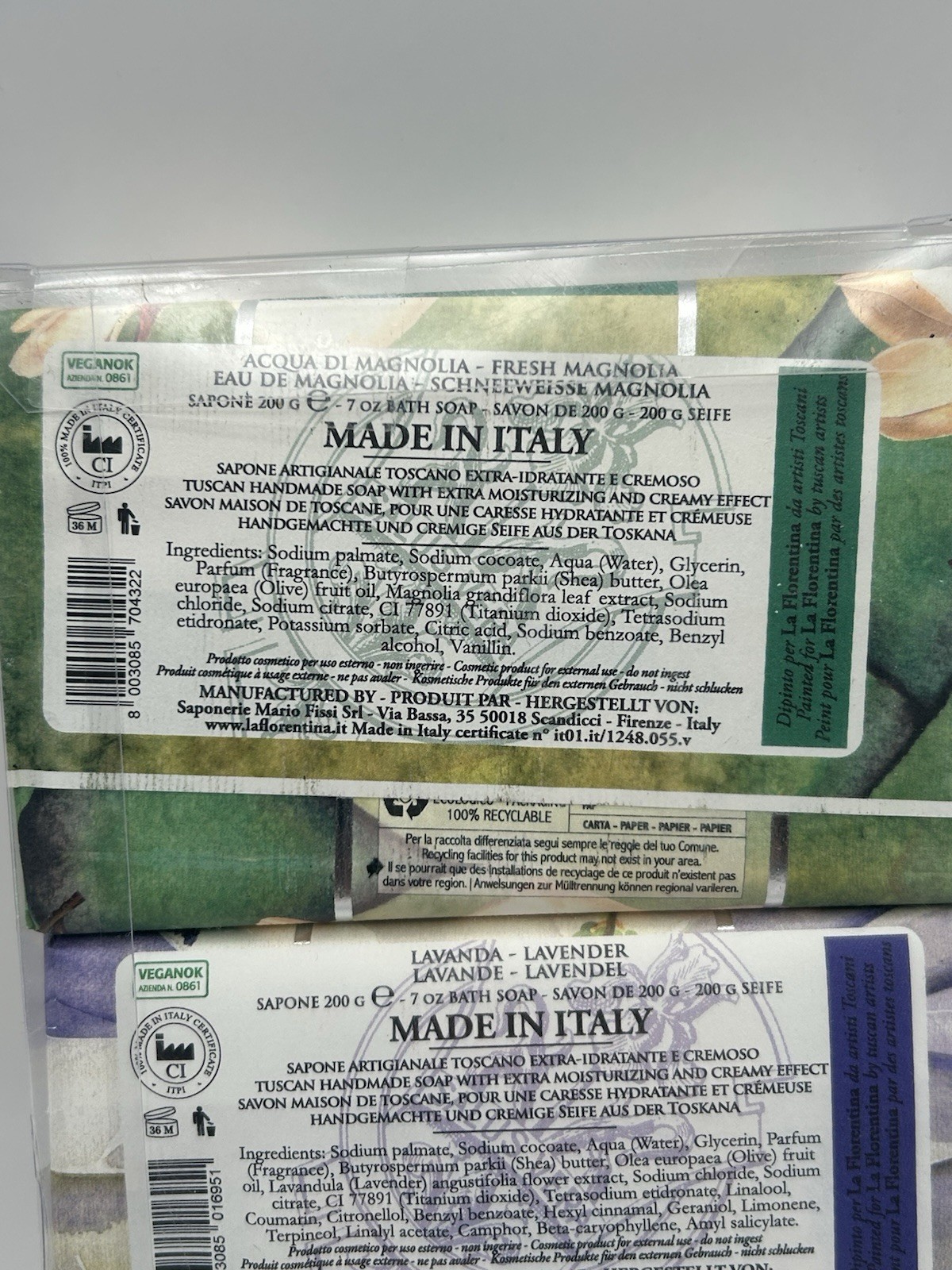 3 Pack La Florentina Bar Soap Set Lemon Lavender / Magnolia / Lavender 7oz Each