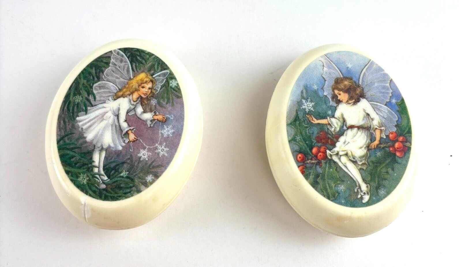Vintage Avon Flower Fairies Decorative Soap Bars Set of 2 Collectible Oval Soaps