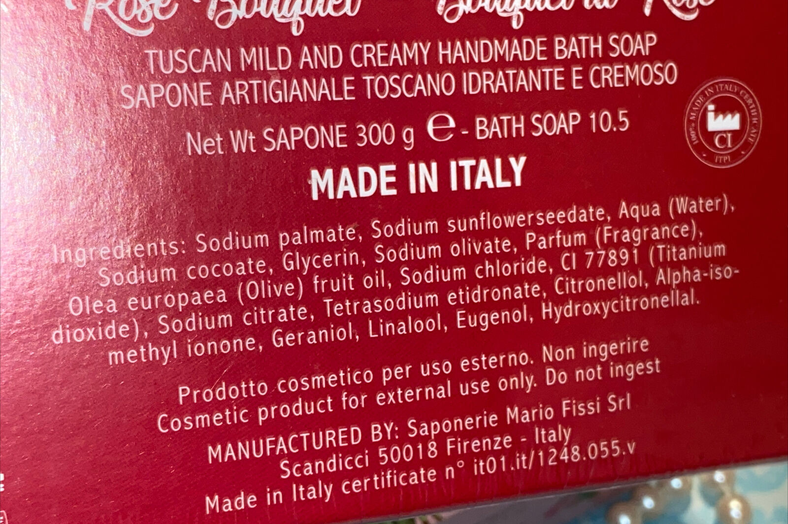 ROSE BOUQUET TRIPLE MILLED BATH SOAP w OLIVE OIL 3 -10.5 oz by MARIO FISSI 🇮🇹