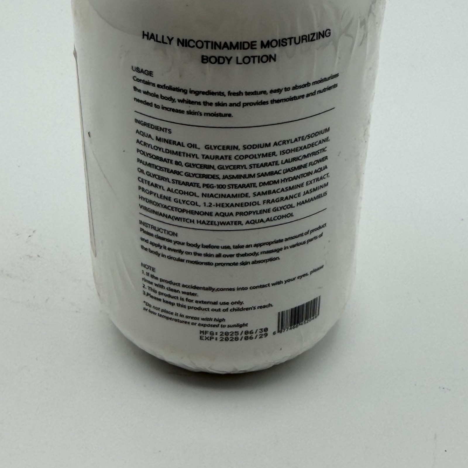 Hally Nicotinamide Moisturizing Body Lotion Milk 250ml Whitening Hydrating Skin