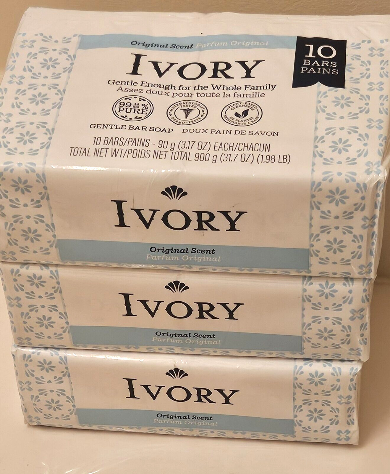 Ivory Soap Original Scent 3.17 oz Bars Soap 10 bar pack..