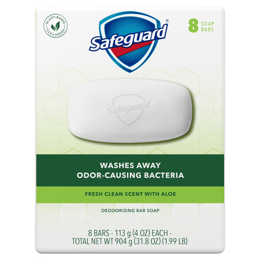 (4 Pack) Safeguard Bar Soap Fresh Clean Scent with Aloe, 4oz, White (8 Count)