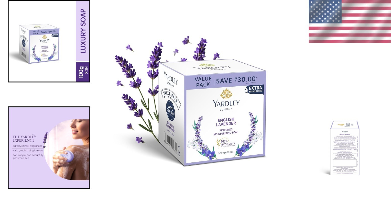 Luxury English Lavender Soap Bundle – 3 x 100g Bars for Relaxing Bath