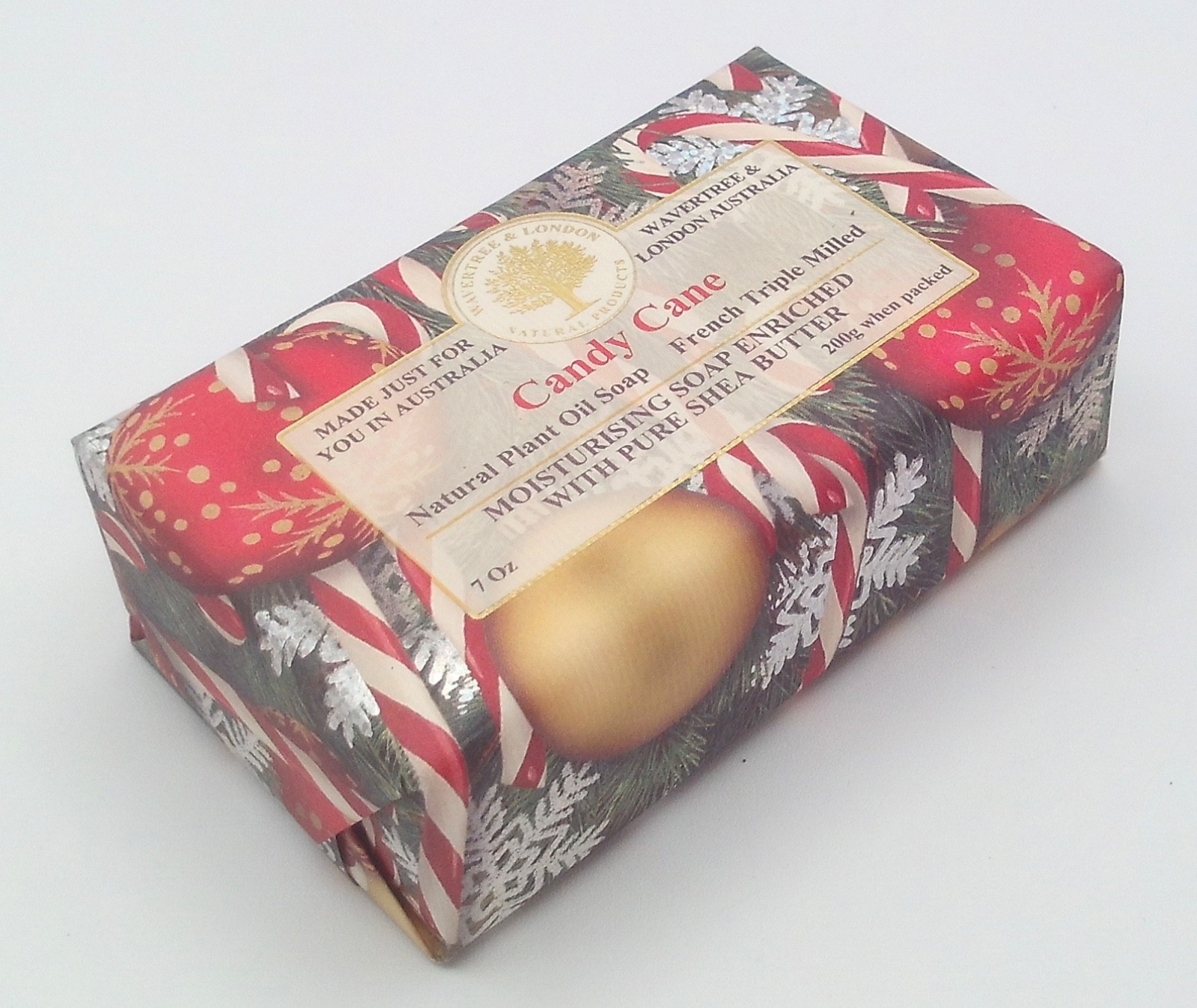 Wavertree & London Australian Natural Plant Oil Soap 7 oz Bar Candy Cane