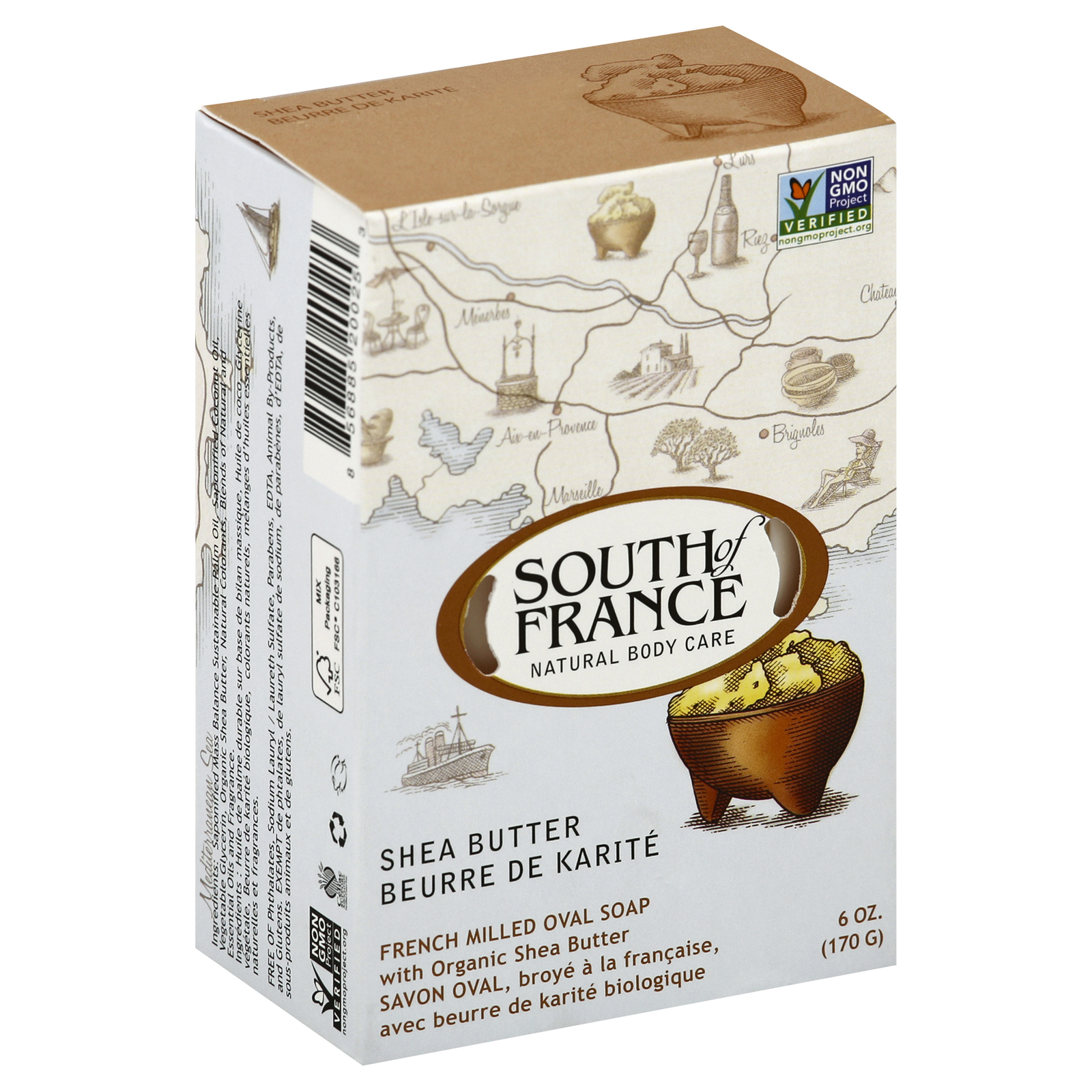 South of France Soap Bar Shea Butter 6oz (Pack of 3)