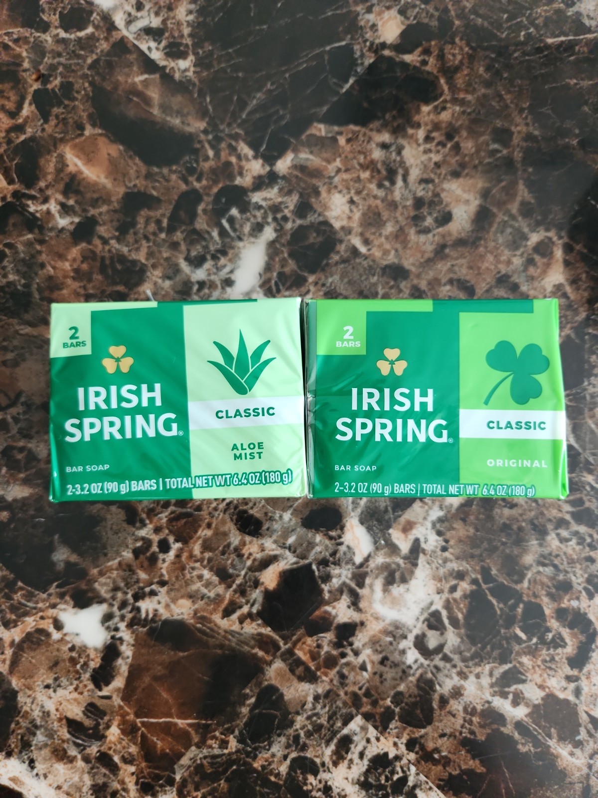 Irish Spring Classic Bar Soap Lot (2 Packs) Original & Aloe Mist 4 Bars Total