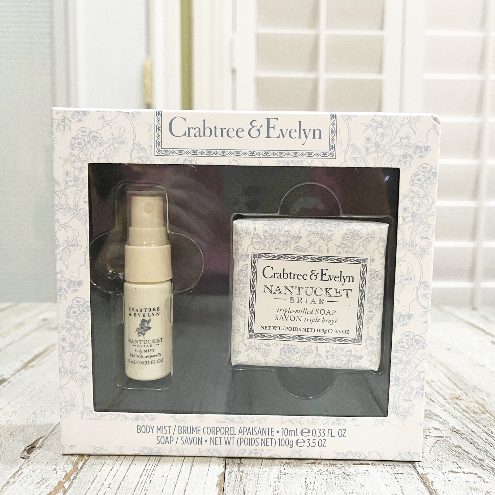 Crabtree & Evelyn Nantucket Briar Body Mist 10mL and Soap 3.5oz Boxed Set NEW