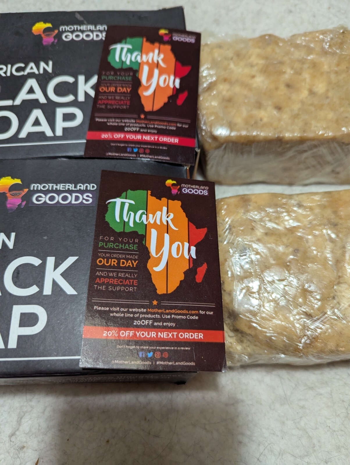 Motherland Goods / African black Soap 16 oz. bar X 2