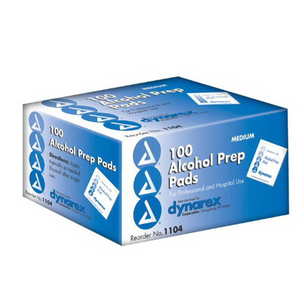 Dynarex Alchohol Prep Pads | 100 Pads Per Box, 20 Box/Case