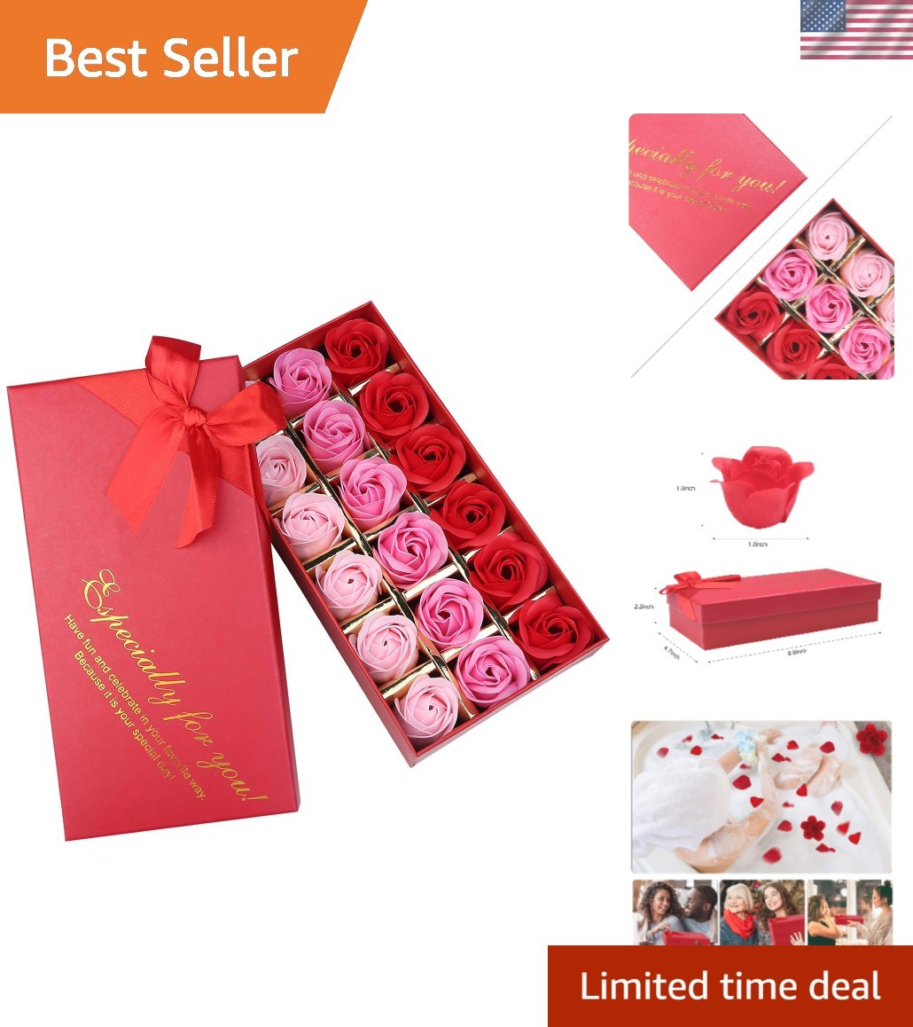 18PCS Gradient Red Rose Soaps – Ideal for Birthdays, Anniversaries & Valentine’s