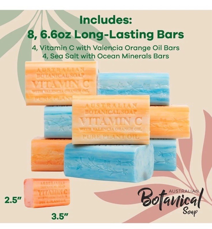 Australian Botanical Soap 8 Bars Valencia Orange/Sea Salt – New, body, skincare