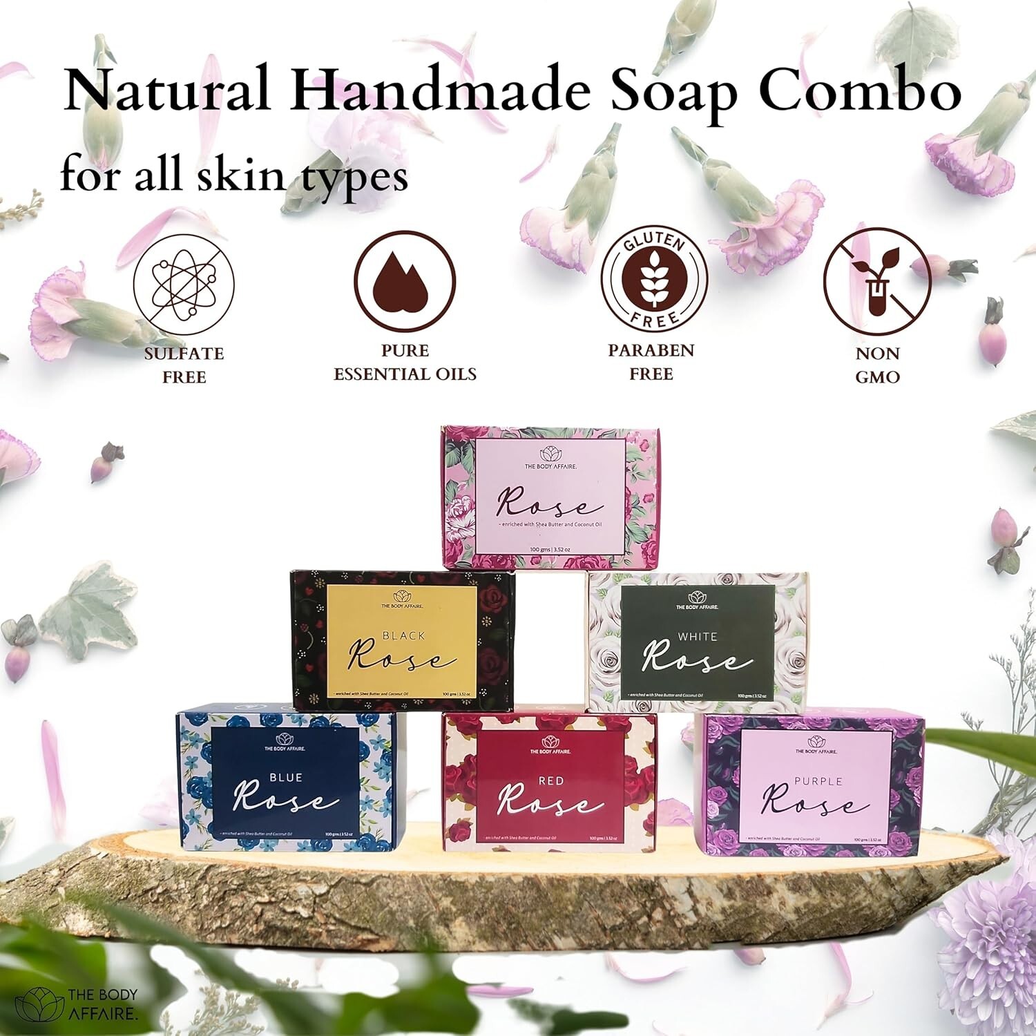 FORGANIK Handmade Soap by The Body Affaire PACK OF 6 VARIETY OF ROSE 600 GM