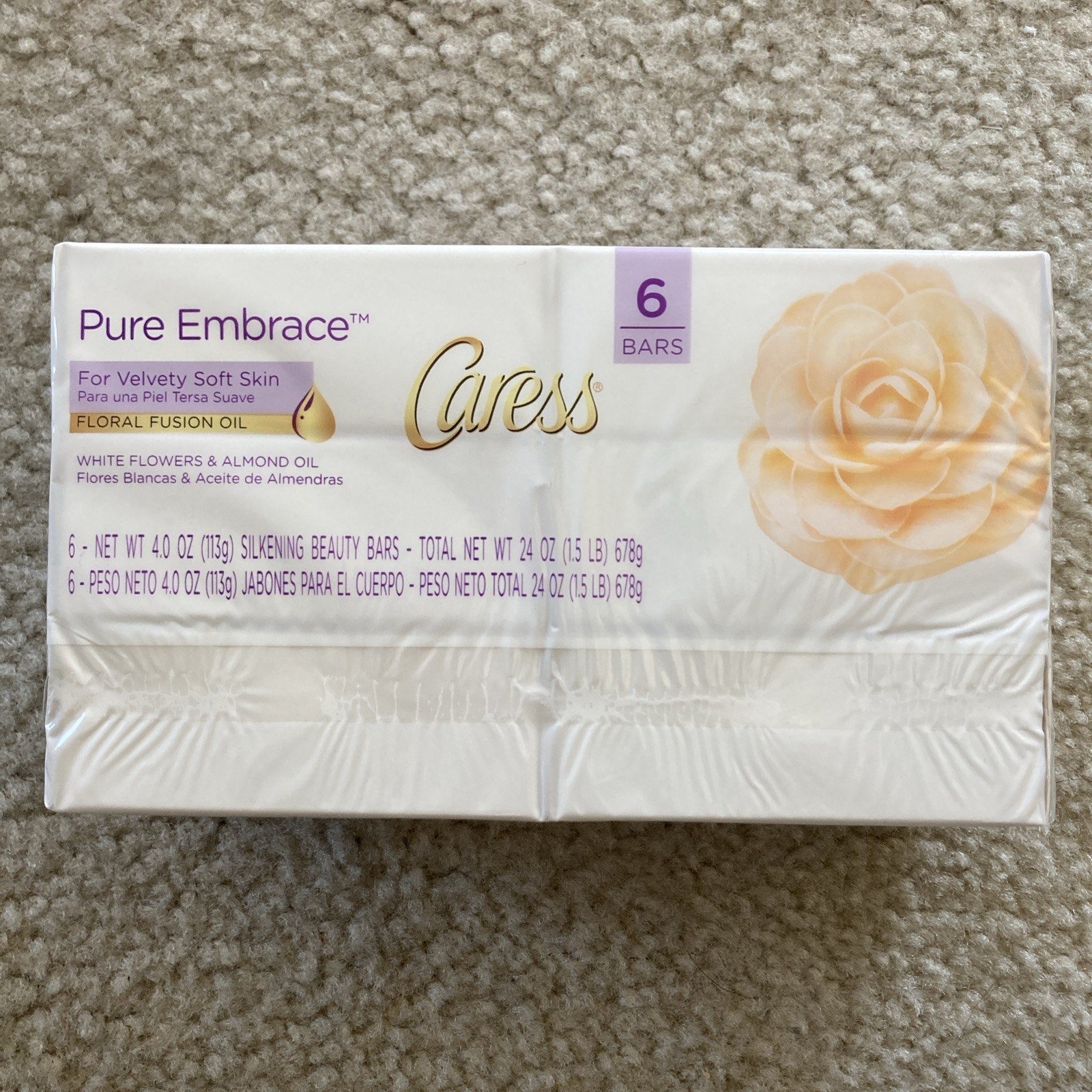 Caress Pure Embrace White Flowers & Almond Oil Floral Fusion Oil 6 4oz Bars