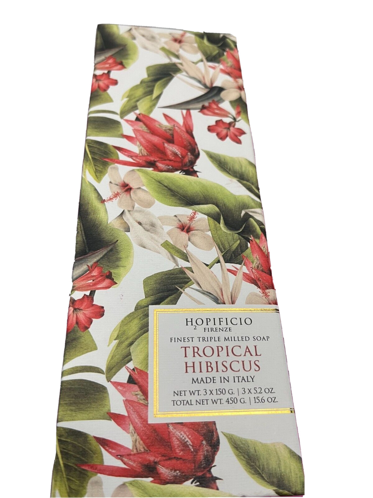 HOPIFICIO FIRENZE FINEST TRIPLE MILLED SOAP TROPICAL HIBISCUS BOX WITH ,3 SOAPS