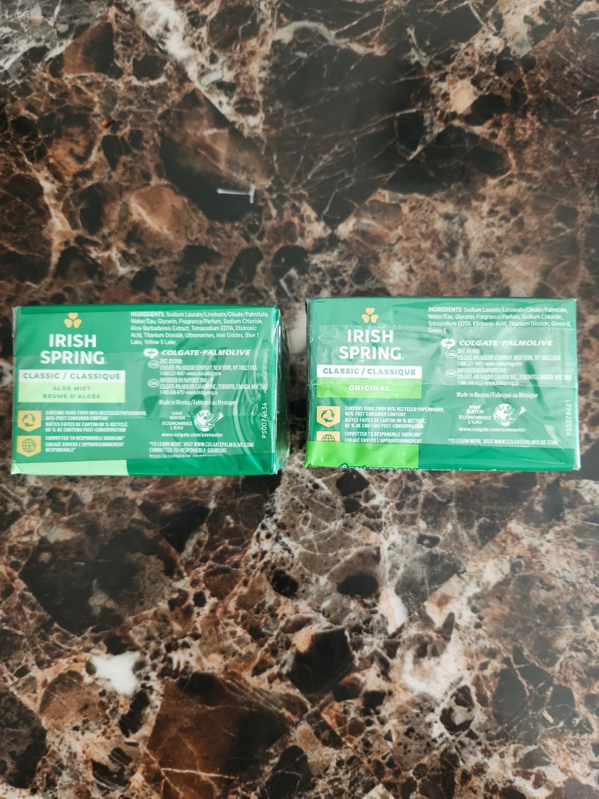Irish Spring Classic Bar Soap Lot (2 Packs) Original & Aloe Mist 4 Bars Total