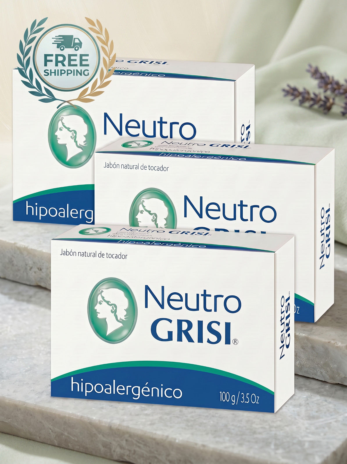 Neutro Grisi Neutral Soap Hypoallergenic 3 Pack 3.5oz 100g Sensitive