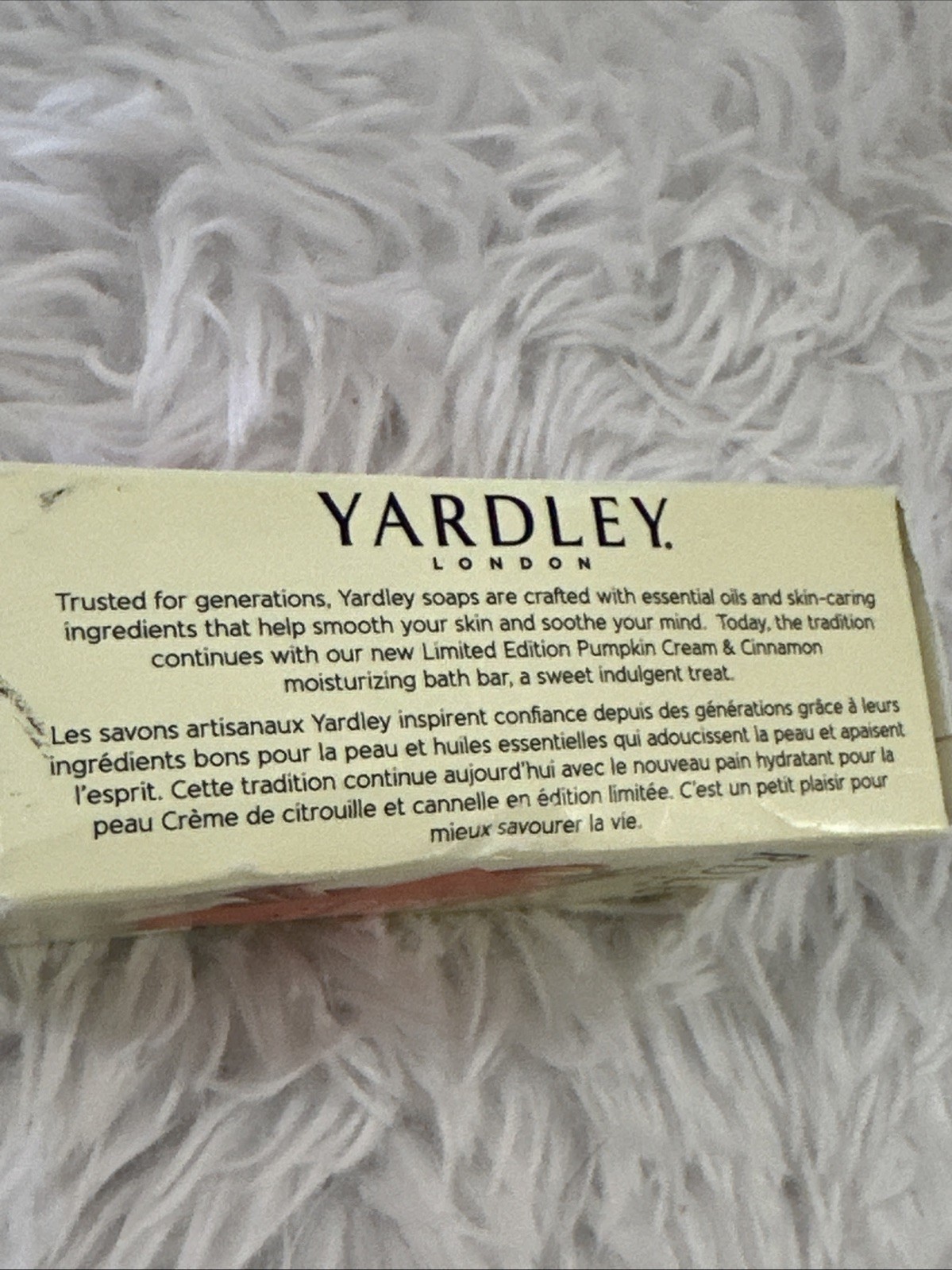 Yardley Bar Soap Pumpkin Cream and Cinnamon with Amyris Oil New 4.25 Full Size