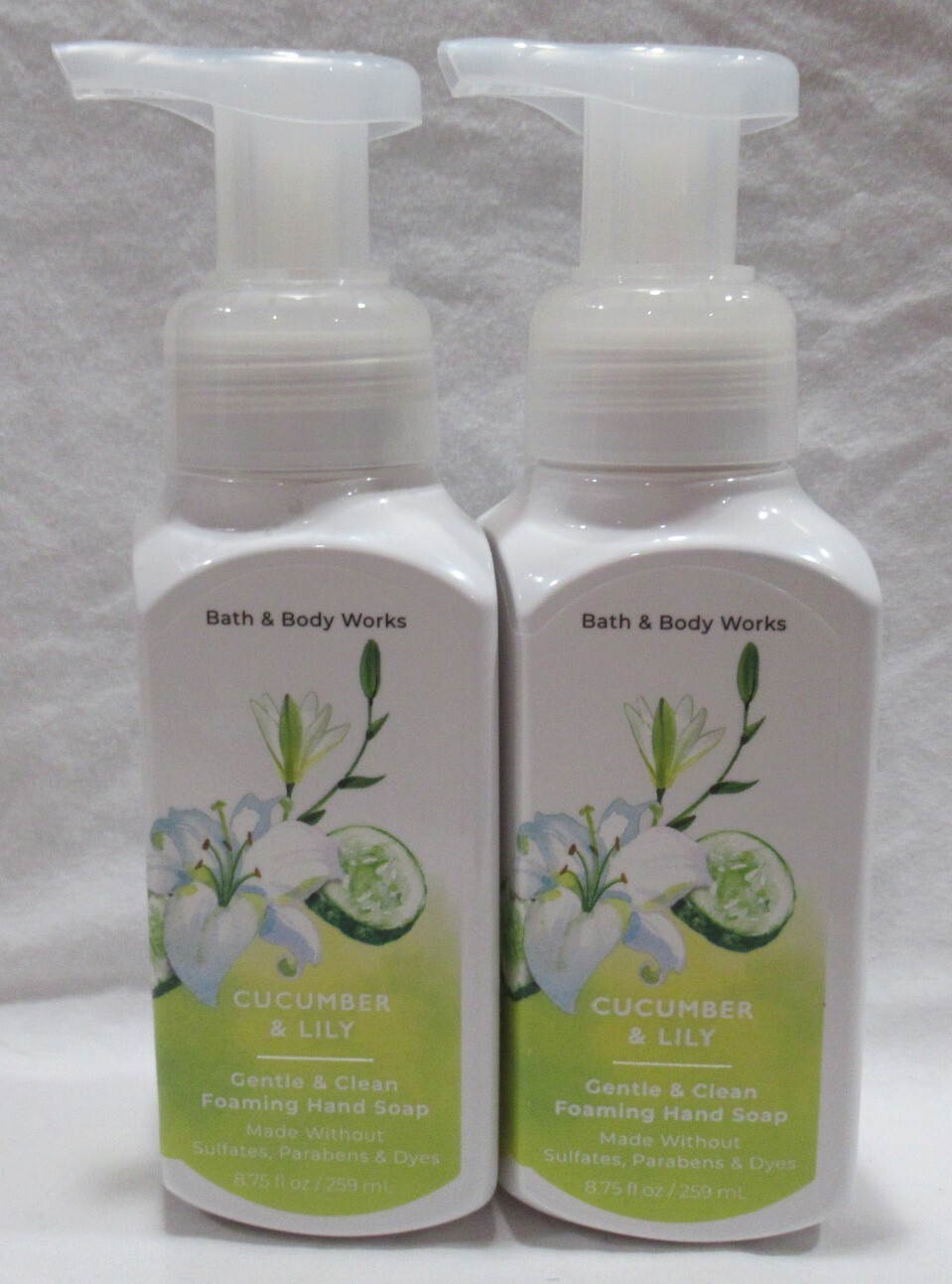 Bath & Body Works Foaming Hand Soap Lot Set of 2 GENTLE & CLEAN CUCUMBER & LILY