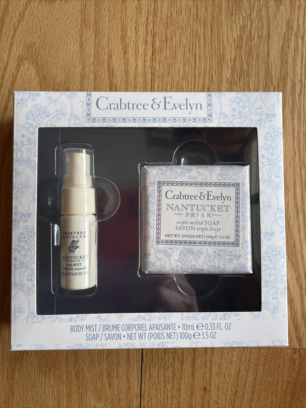 Crabtree & Evelyn Nantucket Briar Body Mist .33oz & Bar Soap 3.5oz Gift Box NEW