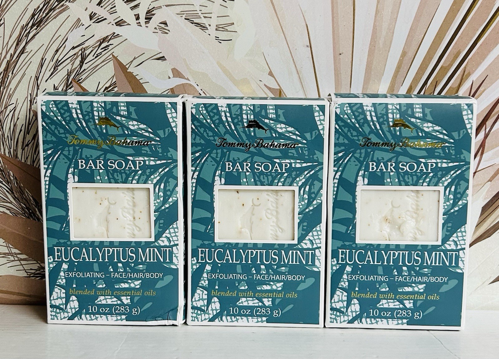 3-Pack Tommy Bahama ~ Eucalyptus Mint Exfoliating Bar Soap 10 oz Each