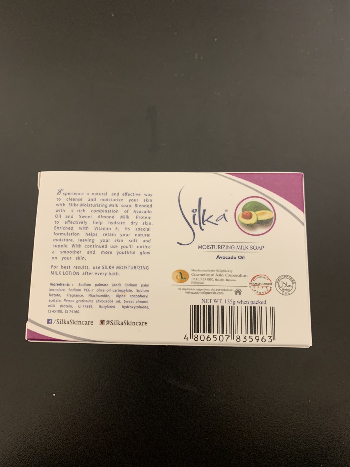 Silka Moisturizing Milk Soap with Avocado Oil 135g USA SELLER
