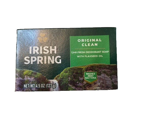 3 Bars Irish Spring Original Clean 12HR Fresh Deodorant Soap w/ Flaxseed Oil