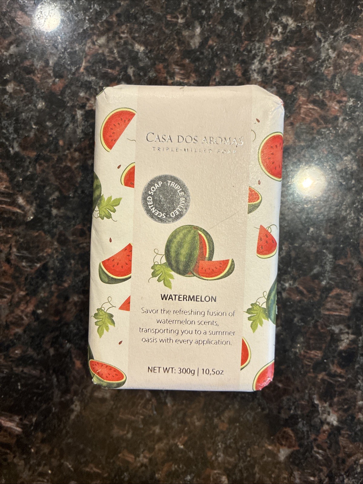 CASA DOS AROMAS WATERMELON Triple Milled Scented Soap Bar 10.5 Oz Fresh