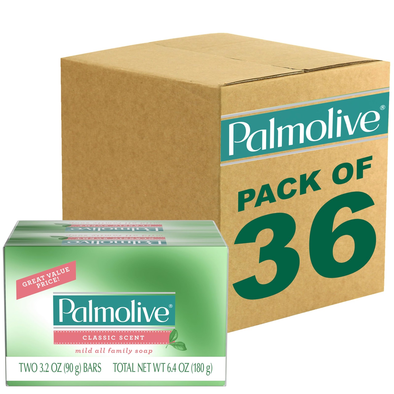 Palmolive Bar Soap 36 Pack 0.18 Ounce Mild Family Soap Classic Clean Scent